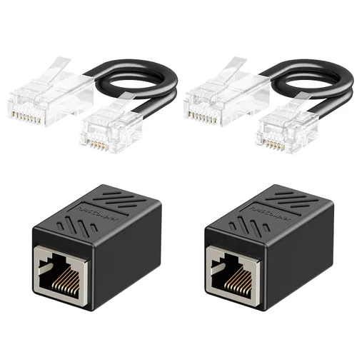 Vista 8 de Uvital Adaptador RJ11 a RJ45, 1 paquete RJ45 hembra a RJ11 macho para teléfono fijo, adaptador de conector de teléfono negro a Ethernet con cable