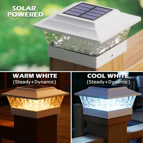 Vista 2 de SIEDiNLAR - Luces solares para poste para exteriores, 4 modos, paquete de 6 Blanco