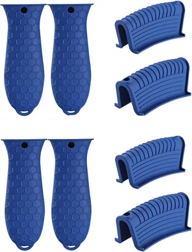 Vista 12 de 4 soportes de silicona para herramientas calientes, resistente al calor, mango de utensilios de cocina, agarraderas de goma antideslizantes, fundas