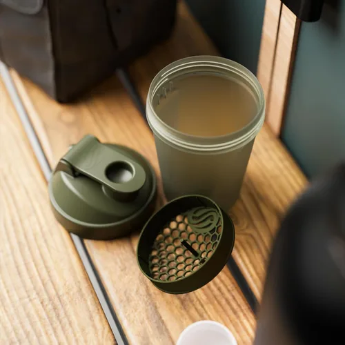 Vista 3 de Smartshake Lite - Paquete de 4 botellas mezcladoras de proteínas de 13.5 onzas, tapa de rosca a prueba de fugas, sin BPA, unisex, gris niebla, verde