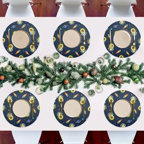 Vista 7 de Cute Avocados Space Blue Table Placemats, Heat Resistant Non Slip Decorative Placemats for Kitchen one sizex4