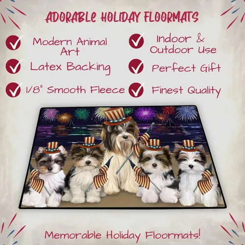 Vista 2 de Doggie of the Day Biewer Dogs Floor Mat - 4th of July Independence Day - Best Dog Doormat - Protector Decor - Unique Portrait Art - Premium Quality