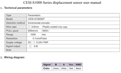 Vista 5 de Fase lineal CESI-S1000E CESI-S1000E del sensor del codificador del desplazamiento del alambre económico de 39.370 in