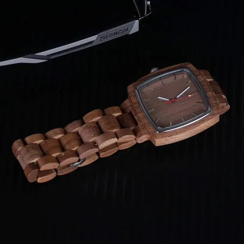 Vista 4 de Tiong Brand Wooden Watches Mens with Handmade Colorful Bamboo Wood Watch Analog Date Quartz Wooden Watch for Men