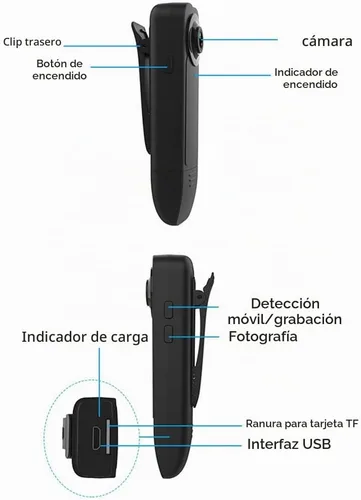 Vista 6 de Docooler 1080P Mini cámara corporal con grabadora de video con clip