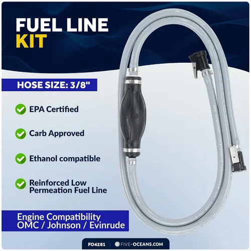 Vista 4 de Five Oceans Conjunto de línea de combustible para barco marino con kit de bombilla de imprimación, compatible con OMC/Johnson/Evinrude, 3/8 pulgadas