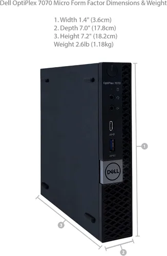 Vista 7 de Dell Optiplex 7070 MFF Micro Form Factor Desktop 9ª generación Intel Core i7-9700T 8 núcleos, 16 GB DDR4 RAM, 512 GB SSD, gráficos Intel UHD 630