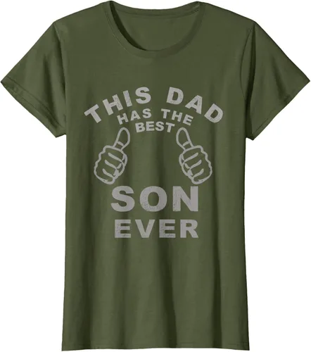Vista 31 de Camiseta con texto en inglés "This Dad Has the Best Son Ever", regalo del día del padre, Negro