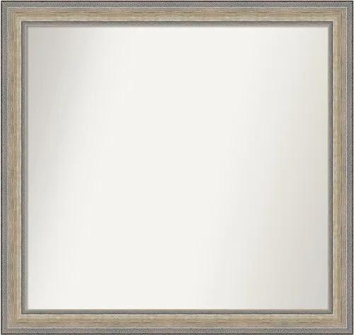 Vista 81 de Amanti Art Espejo de baño plateado para sobre el fregadero, 28 x 37 pulgadas, elegante espejo rectangular de peltre cepillado, marco de madera