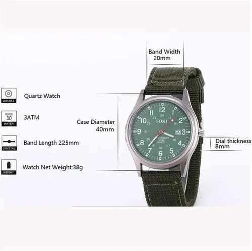 Vista 3 de Omana Reloj de campo para hombre, aviador de la Fuerza Aérea Aviador Scout Militar Ejército Táctico Reloj de pulsera de campo deportivo con correa