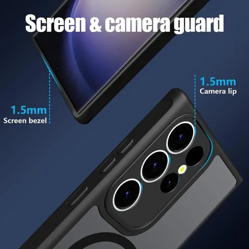 Vista 6 de Funda magnética para Samsung Galaxy S23 FE - [Compatible con MagSafe] [prueba de caídas de grado militar] Funda delgada translúcida mate
