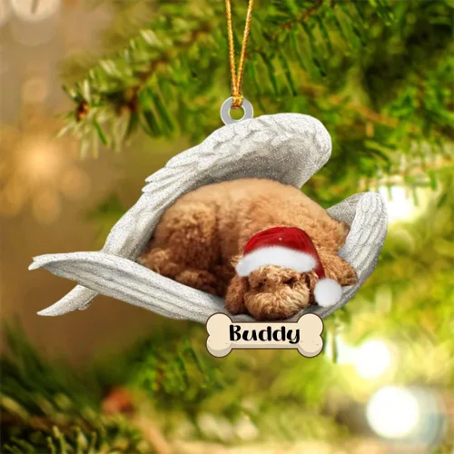 Vista 44 de Afghan Hounds - Adorno de Navidad con alas de ángel durmiente, recuerdo personalizado para perros 2024, adorno de forma acrílica, regalos