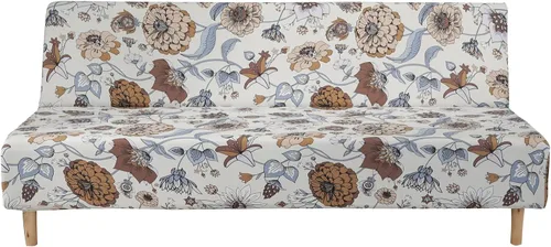 Vista 42 de MIFXIN Funda de sofá sin brazos, funda elástica plegable para futón, protector de muebles para sofá cama sin apoyabrazos, funda para sofá para Hojas