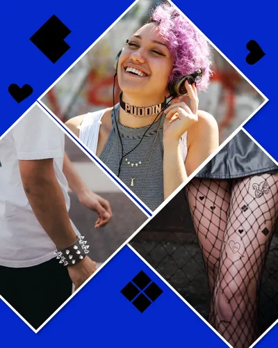 Vista 7 de ABONDEVER Quinn Puddin Gargantilla de Halloween ajustable de cuero punk, collar de letras, calcomanías de tatuaje, remaches, pulsera de espiga