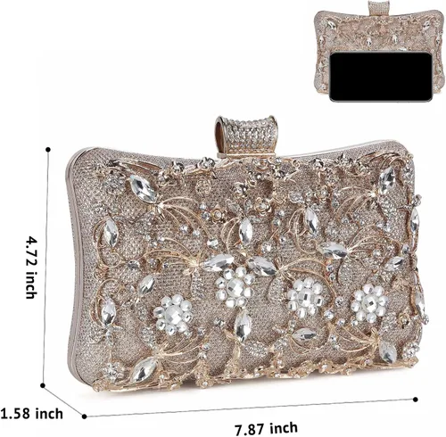 Vista 2 de Tanpell Bolso de mano de cristal para mujer bolso de mano de boda con diamantes de imitación para novia graduación cóctel fiesta