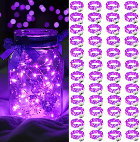 Vista 42 de AIKEI Paquete de 12 luces LED de hadas que funcionan con pilas, guirnaldas de luces impermeables de 7 pies, 20 luces LED de luciérnagas estrelladas