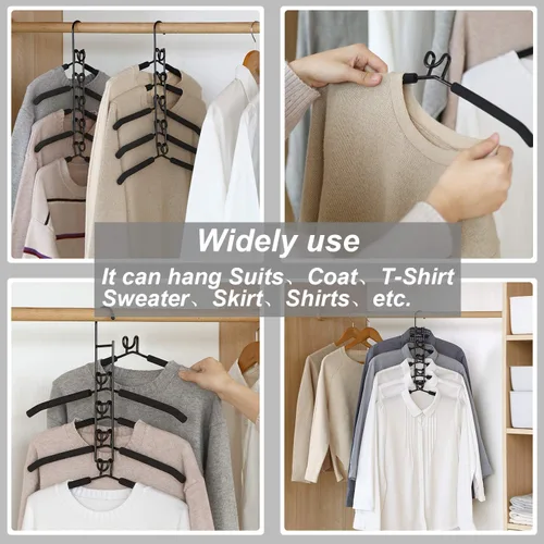 Vista 4 de Perchas de ropa que ahorran espacio: 2 paquetes 5 en 1 perchas multicapa antideslizantes de espuma acolchada resistente gruesa percha organizadores