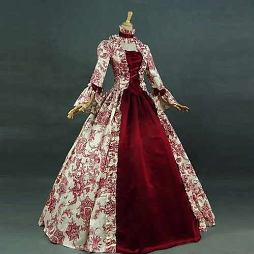 Vista 4 de Vestido rococó para mujer de talla grande, vestido de baile de Antonieta de Marie Antonieta, vestido de época histórica del siglo XVIII, vestido