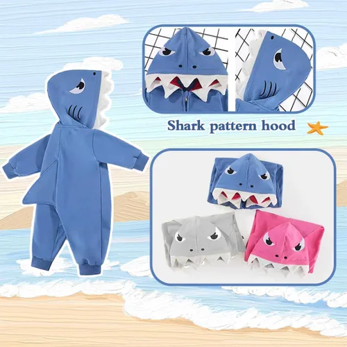 Vista 2 de UVIPC Shark - Mameluco de Halloween para bebés y niñas de 3 a 24 meses