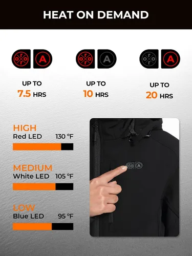 Vista 3 de ORORO Batería mejorada Chaqueta térmica de doble control para mujer con 5 zonas de calor, hasta 20 horas de calor