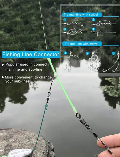 Vista 5 de Juego de giros de barril de pesca, 210 unids rodamiento de cojinete a presión conector para agua salada pesca de agua dulce