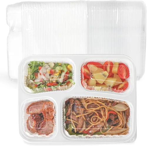 Vista 9 de YANGRUI Juego de 40 contenedores para preparar comida con tapa - 34 oz 4 compartimentos con sello cuádruple a prueba de fugas Contenedores