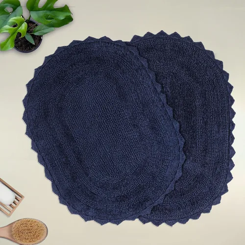 Vista 14 de TreeWool - Alfombras de baño con borde de ganchillo reversible en algodón de felpa (paquete de 2)