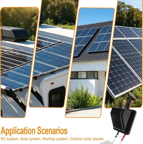 Vista 7 de Caja de prensaestopas solar de doble cable con cable de extensión solar suave 10AWG de 0.33 pies, glándula de entrada solar de ABS impermeable