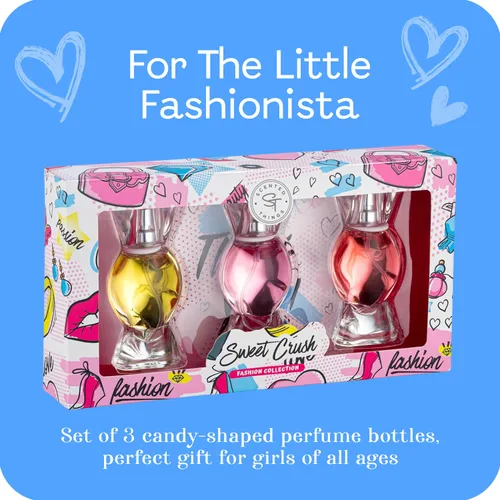 Vista 3 de SCENTED THINGS Set de Perfume para Niñas de Caramelo – Spray Corporal Frutal Perfumes para Niñas de Edad Intermedia y Adolescentes, 3 Botellas