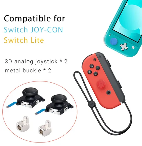 Vista 2 de LONANDY 2 Pack Joycon Joysticks, Joycon Repair Kit Joystick Replacement Parts for Nintendo Switch, Switch Lite & Switch OLED, Include Thumb Grips