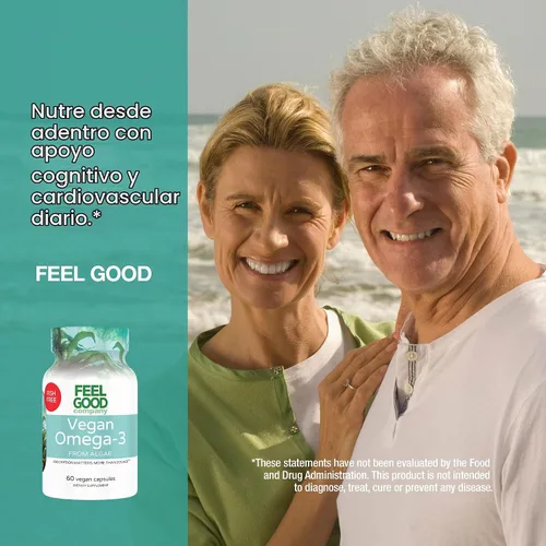 Vista 8 de FEEL GOOD Company Suplemento vegano Omega-3, a base de algas, sin pescado, 60 cápsulas, sin gluten, sin soja, fácil de digerir
