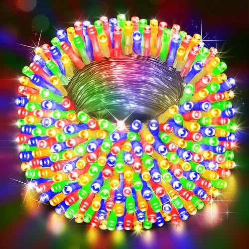 Vista 12 de Cadena de luces de Navidad para exteriores, 125 pies con 350 luces LED, 8 modos y función de temporizador con memoria, luces de hadas parpadeantes