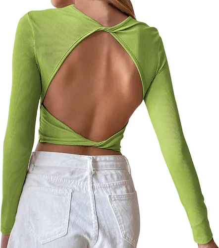 Vista 2 de Camiseta de fiesta para mujer, cuello redondo, cuello halter, camiseta sin mangas sexy, de punto acanalado, cuello halter, camiseta sin mangas