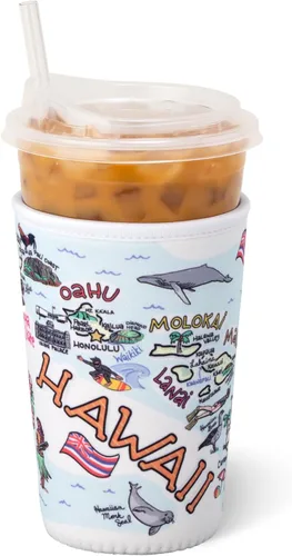 Vista 5 de Swig Life Funda Mediana para Taza de Café Helado Coolie, Funda Aislante de Taza de Café Helado Estándar de 22oz con Asa, Funda Aislante de Neopreno
