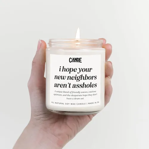 Vista 2 de CE Craft - Funny Housewarming Candle - New Home Gifts Ideas - Homeowner - New Apartment - Closing Gifts (Hope Your New Neighbors)
