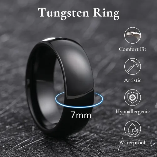 Vista 82 de King Will Alianza de boda de carburo de tungsteno para hombres y mujeres, anillos de promesa para parejas abovedados de alto pulido