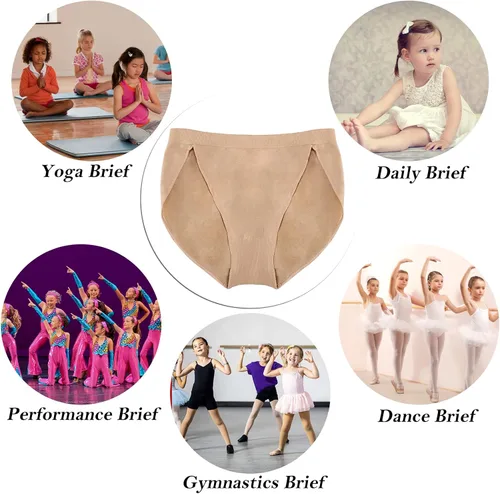 Vista 5 de Nude Ballet Dance Briefs for Women and Girls, Professional Beige High Cut Girls Dance underwear Gymnastics Panties