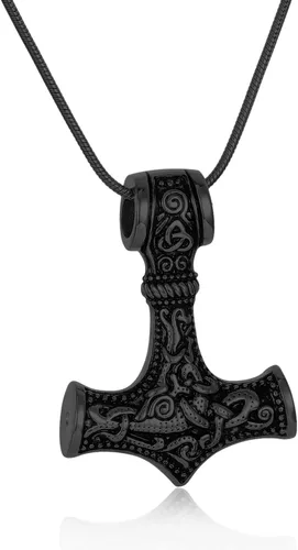 Vista 7 de Collar de urna de talismán de martillo de Thor vikingo nórdico para cenizas, acero inoxidable para hombre, joyería de cremación vintage, amuleto