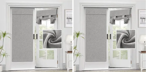 Vista 13 de H.VERSAILTEX - Cortinas para puerta francesa de lino con textura, persianas de privacidad impermeables para ventana de cocina, oscurecimiento