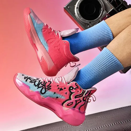 Vista 4 de ADCAB Zapatos de baloncesto fluorescentes para hombre, zapatos para mujer, ligeros, transpirables, al aire libre, antideslizantes, deportivos