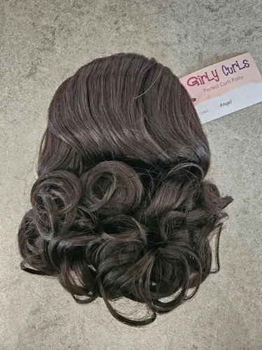 Vista 5 de Girly Curls Perfect Curls - Postizo de pelo de animadora, 14 pulgadas rizado para niñas jóvenes (ángel)