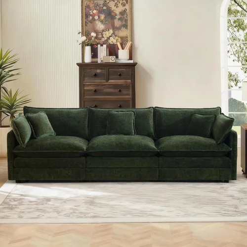 Vista 85 de Sofá seccional modular convertible de 76.7", sofás de dos plazas de chenilla con asiento profundo y cojines tipo loveseat para sala de estar, Beige