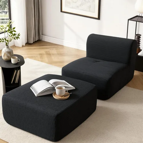Vista 18 de Sofá Seccional Modular Cloud de 120", Sofá Sin Estructura, Sofás Tapizados en Forma de L con Asiento Profundo, Sofás de Pana Modernos y Acogedores