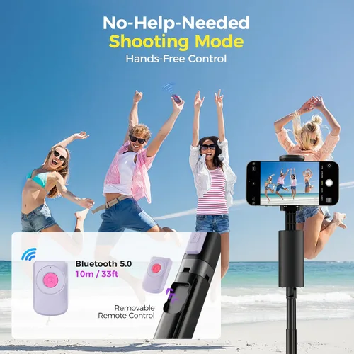 Vista 5 de Funme Trípode de seguimiento facial automático para iPhone, trípode de 59 pulgadas con control remoto, rotación de 360 grados que sigue tu