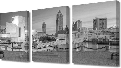 Vista 21 de TUMOVO Cuadros de la ciudad de Nueva York, arte de pared en blanco y negro, 3 paneles, rascacielos del centro de América, impresiones artísticas