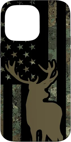 Vista 20 de Funda de camuflaje para iPhone 13 con diseño de alce y caza de bandera americana