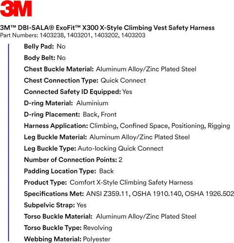 Vista 7 de 3M Unisex X300 X-style Climbing Vest Safety Harness