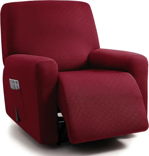 Vista 24 de ULTICOR Fundas para sofá reclinable de 8 piezas con diseño de jacquard cuadrado, fundas elásticas para sofá reclinable de 3 cojines, gruesas, suaves