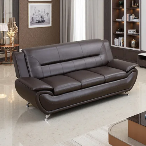 Vista 32 de A Ainehome Moderno juego de muebles de sala de estar de piel sintética, sofá modular de 6 asientos con sofá biplaza y silla (negro)