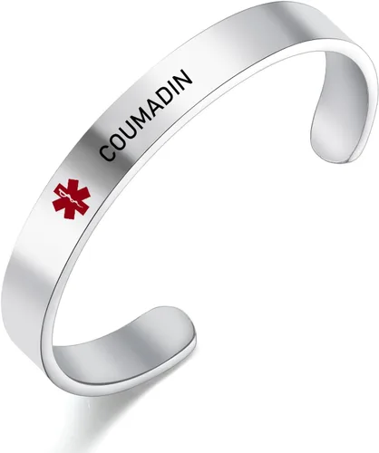 Vista 25 de LoEnMe Jewelry Pulseras de alerta médica personalizadas para hombres y mujeres, personalizable, grabado gratuito, acero inoxidable, pulsera
